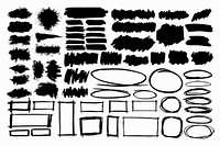 Brush element in black vector on white background collection