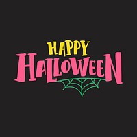Happy Halloween with spider web typography vector