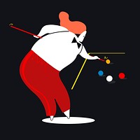 Character illustration of a woman playing billiards