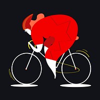 Female character riding bicycle illustration