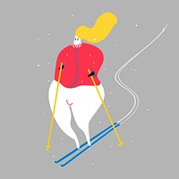 Character illustration of a woman skiing<br />