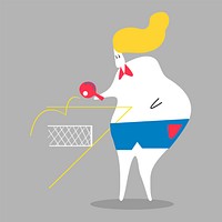 Character illustration of a woman playing ping pong