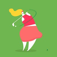 Character illustration of a female golf player