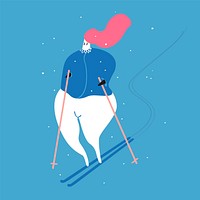 Character illustration of a woman skiing