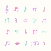 Illustration set of music note icons