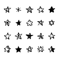 Collection of illustrated star icons