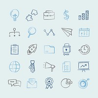 Collection of illustrated business icons