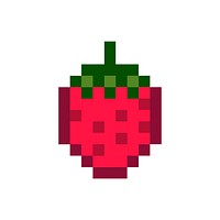 A strawberry pixelated fruit graphic