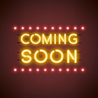 Yellow coming soon neon sign vector