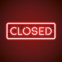 Red closed neon sign vector