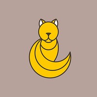 Yellow cat geometrical animal vector