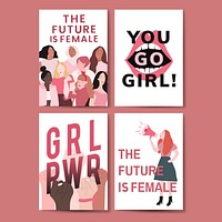 Collection of feminist message poster vectors