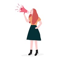 Strong woman shouting out her message vector