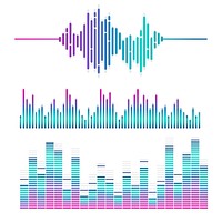 Sound wave equalizer vector design set