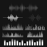 Sound wave equalizer vector design set