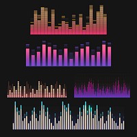 Colorful sound wave equalizer vector design set