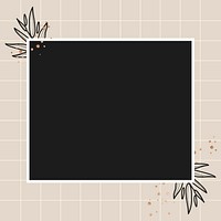 Black square floral frame vector