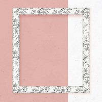 White floral square frame vector