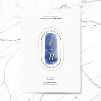 Blue wedding invitation card vector