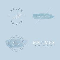 Set of wedding invitation badge design vector