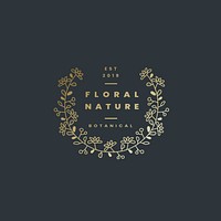 Floral nature badge design vector