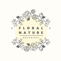 Flower ornaments business logo template, botanical illustration psd