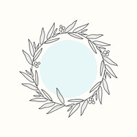 Wreath logo frame clipart, aesthetic botanical design psd