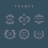 Set of botanical frame design elements vector