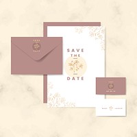 Save the date wedding invitation set vector