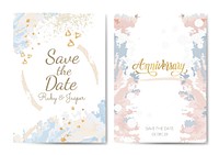 Pastel wedding and anniversary cards vector