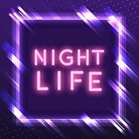 Pink nightlife neon sign vector