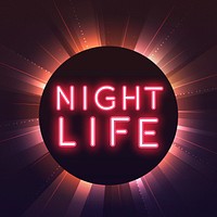 Red nightlife neon sign vector
