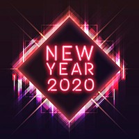 Orange new year 2020 neon sign vector