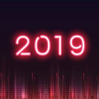 Red 2019 neon sign vector
