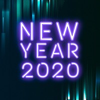 Violet new year 2020 neon sign vector