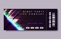 Night party live concert ticket vector