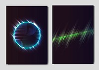 Gradient neon light poster vector set
