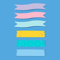 Colorful patterned adhesive tape vector set