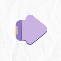 Purple arrow shaped reminder note sticker vector