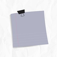 Blank lined notepaper set with binder clip on wrinkled paper background