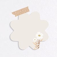 Blank flower shape notepaper set with sticky tape on textured background