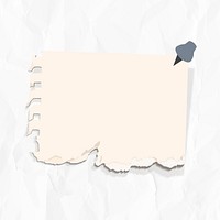 Blank ripped paper set with a pin on wrinkled paper background vector