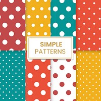 Colorful polka dot seamless pattern vector set