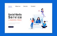 Social media service landing page layout vector