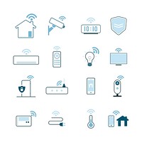 Smart home technology icon vector set