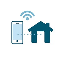 Smart home controlled by phone icon vector