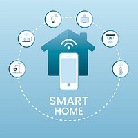 Smart home controlled via phone infographic vector