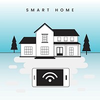 Smart home controlled via phone infograph vector