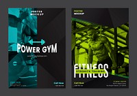 Set of fitness club posters vector