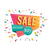 Colorful sale discount 50% off shop promotion badge vector